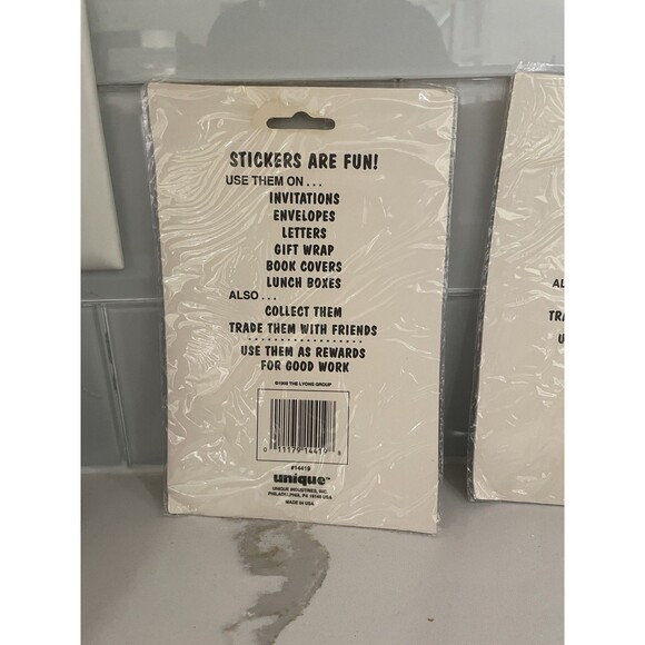 90s Barney Puffy Stickers 5 VTG Lyons Purple Dinosaur Party Favors 2 Packs NEW - Picture 6 of 8